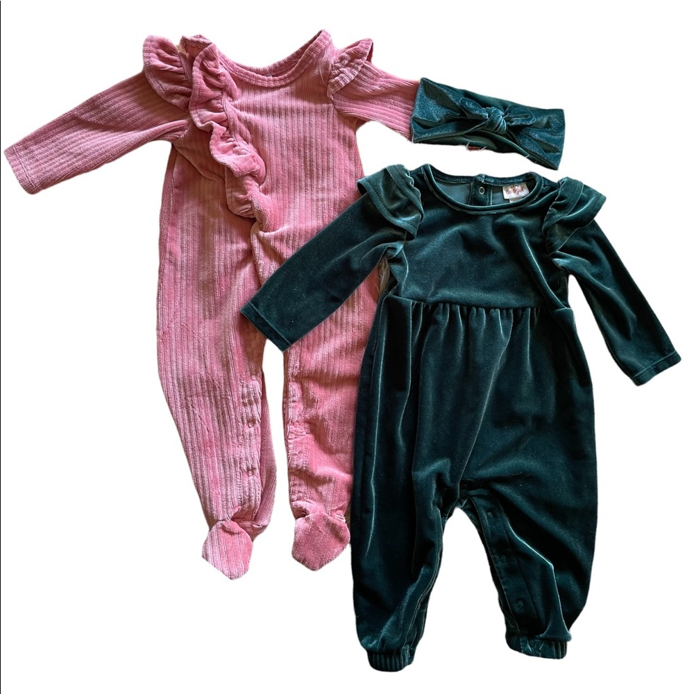 Velvet Baby Girl Rompers, Size 3-6M